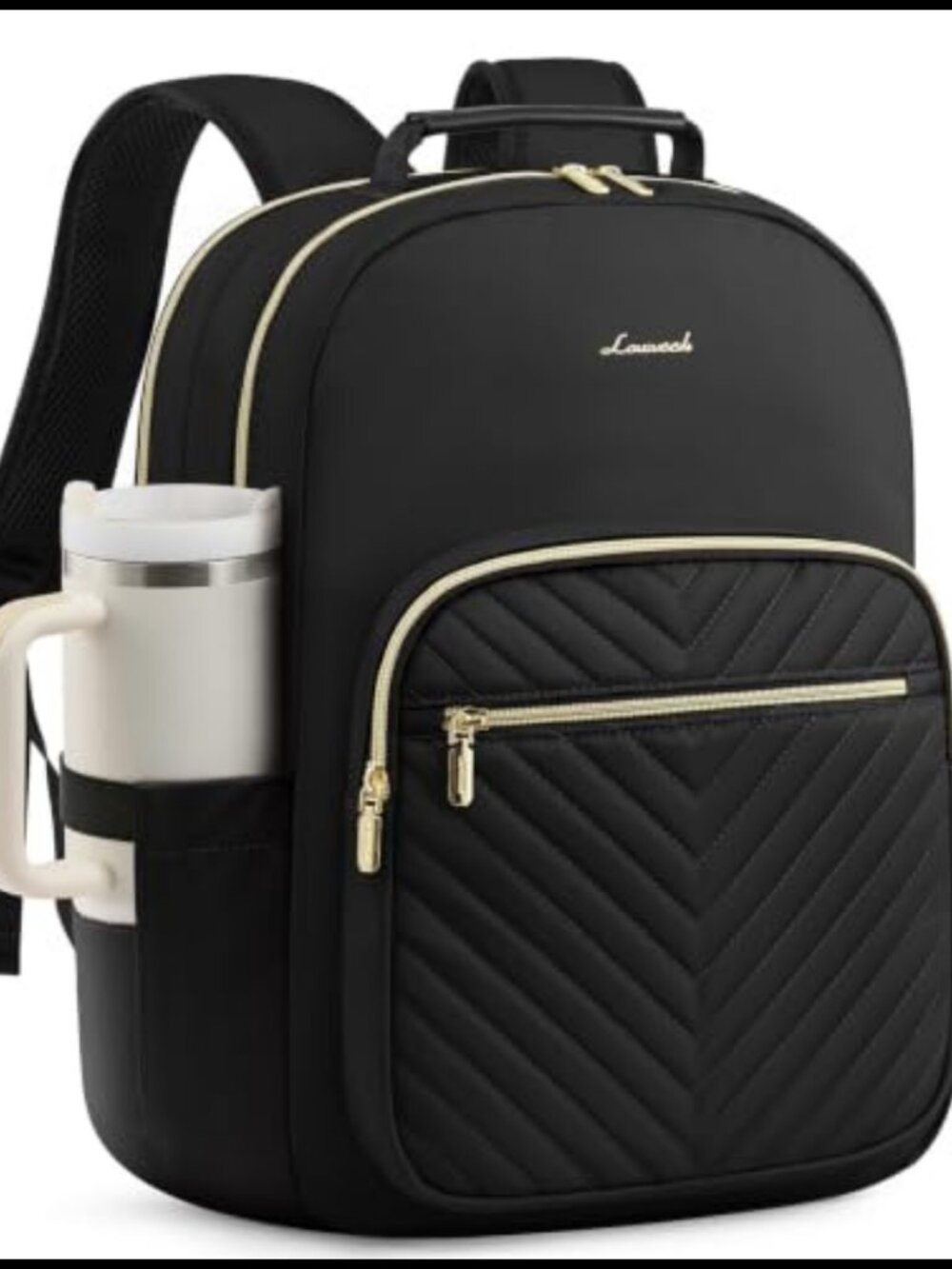 Quilted Laptop Backpack with USB Port, Fits 15.6", Nylon, Work Travel